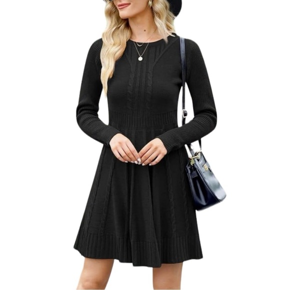 NEW Women’s Sweater Dress Pullover Tunic Long Sleeve Flare Dress - Picture 5 of 7